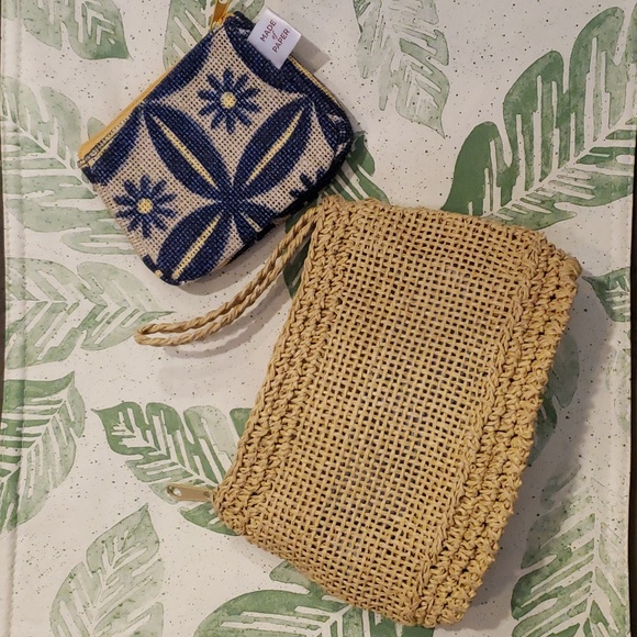 Wristlet and Coin Purse -  Woven Paper - Beachy Coastal / Tiki - NWOT - Picture 7 of 11